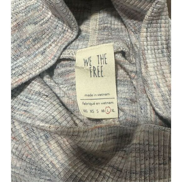 Free People We the Free Stone Cold Ivory Multi Turtleneck Tunic Top SZ.L - Picture 7 of 7